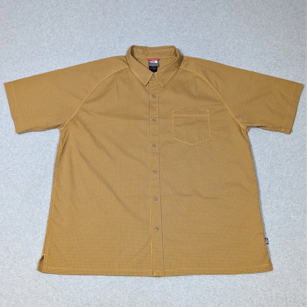 The North Face Short Sleeve Snap Button Up Shirt Mens XL Short Sleeve Yellow